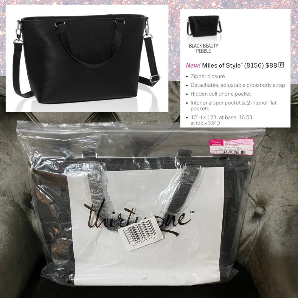 NWT Thirty One Miles of Style in Black Beauty Pebble 🖤